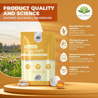 Eggshell Membrane Capsules Ovomet® - 300mg | 60 Vegetarian Capsules | Pure Eggshell Membrane with a High Degree of Purity - Joint Supplement | Sustainably Sourced - Made in The UK by Hellenia