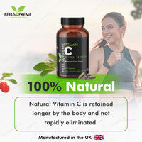 Feel Supreme 100% Natural Vitamin C 60 High Strength Food State Non-Synthetic Capsules Supplement Immune System Support No Nasty Fillers or Binders