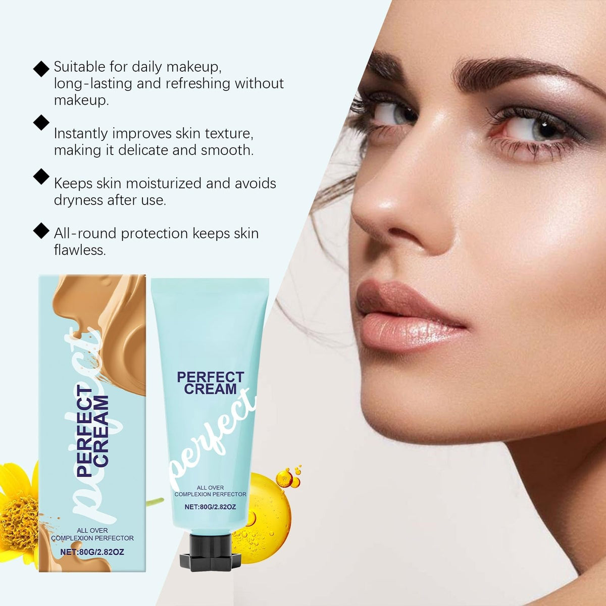 Jinjiar Concealing Foundation Perfecting Cream,Waterproof Long Lasting Even Skin Tone,All-Over Complexion Per/fector,Colour Corrector,Full Coverage Concealer,Corrector Makeup,Colour Correcting Cream
