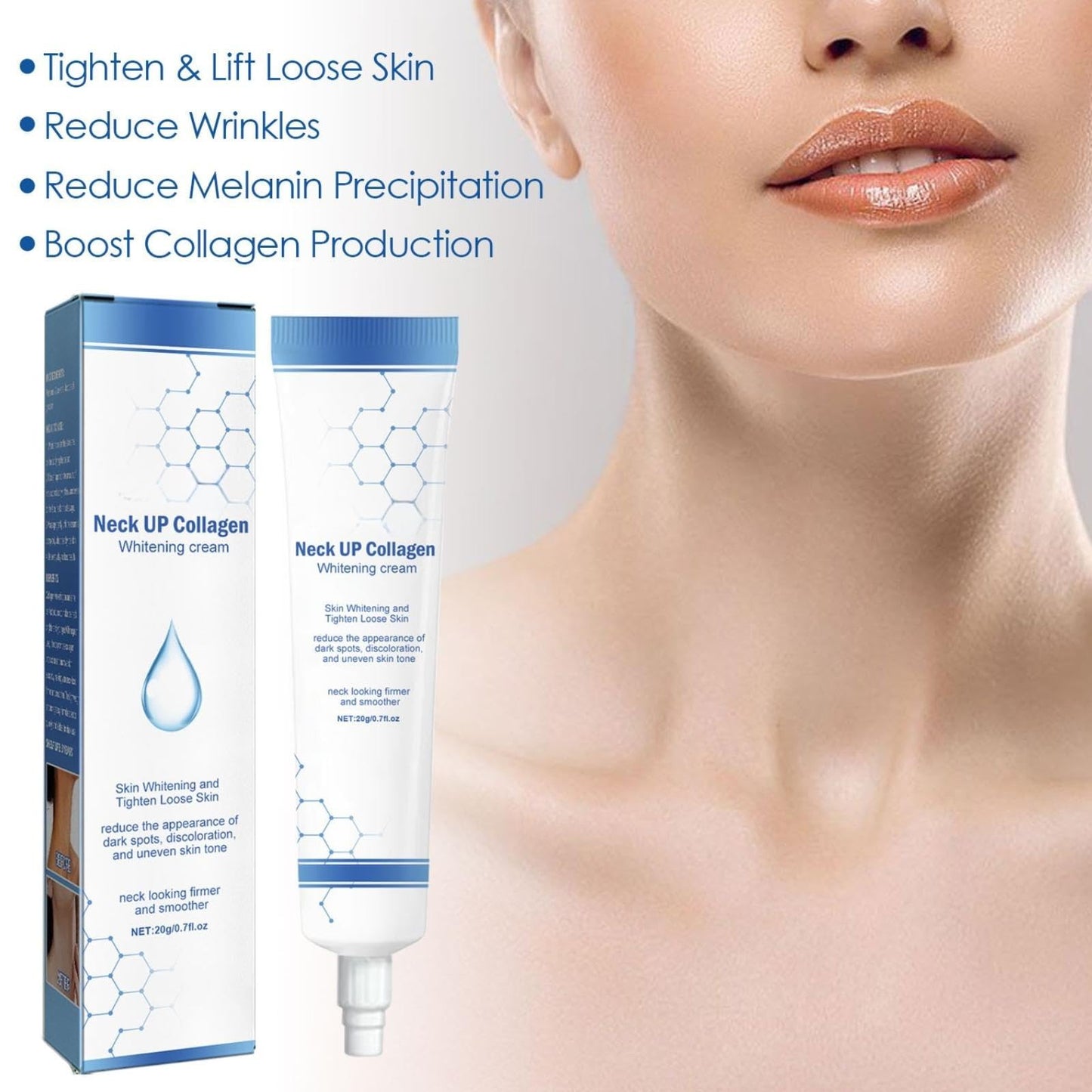 Tbeautafve Neck Firming Cream, Collagen Neck Cream Brightening Cream Skin Tightening Cream Neck Double Chin Reducer for Women Neck Anti-Wrinkle Cream Tightening Lifting Sagging Skin