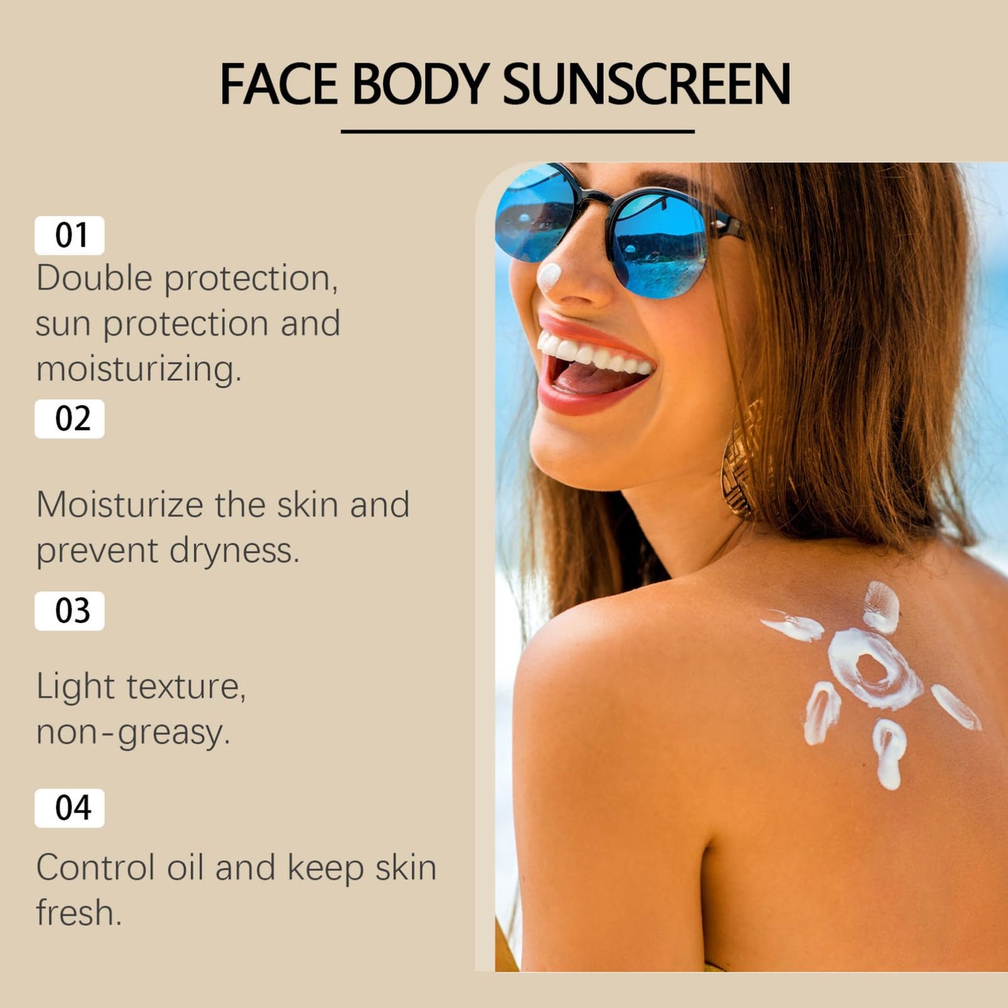 Tallow Sunscreen Face Cream SPF 50 – Natural Mineral SunCream - Organic Sun Cream for Skincare – Non-Greasy Beef Tallow Sunscreen Moisturising Base for Outdoor Use, Fast Absorbing