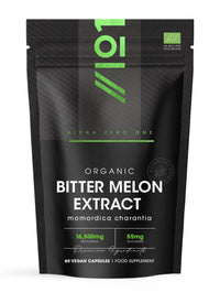 ALPHA01 Organic Bitter Melon Extract 16,500mg (Karela) – 55mg Momordica Glycosides – 60 Vegan Capsules (2 Months Supply) – Resealable and Recyclable Pouch by Alpha01