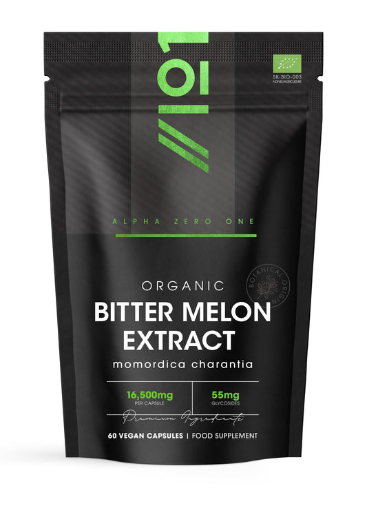 ALPHA01 Organic Bitter Melon Extract 16,500mg (Karela) – 55mg Momordica Glycosides – 60 Vegan Capsules (2 Months Supply) – Resealable and Recyclable Pouch by Alpha01