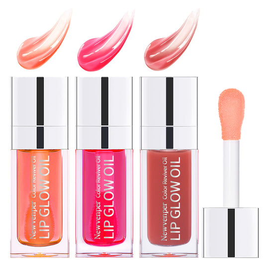 Newvenper 3PCS Hydrating Lip Glow Oil Long Lasting Plumping Lip Gloss Transparent Toot Lip Balm Moisturizing Lip Oil Repairing Lip Lines and Prevents Dry Cracked for Lip Care and Dry Lips 1#+2#+3#