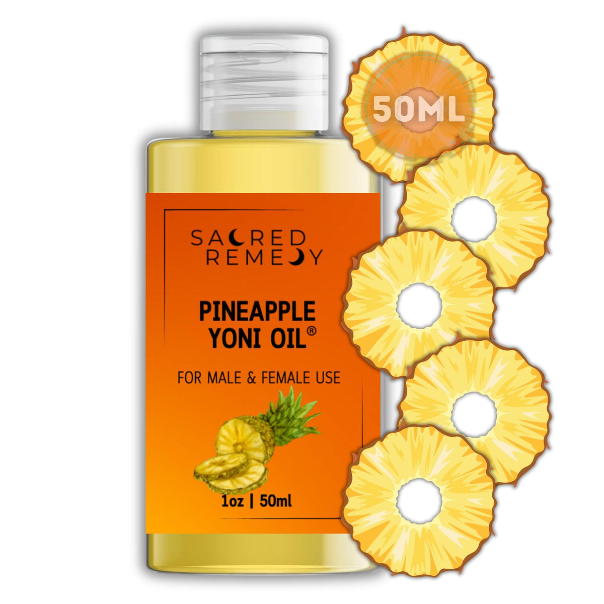 Sacred Remedy Pineapple Yoni Oil Potent, Hydrating, Moisturising Lotion Oil. 100% Natural & Vegan. Reduces Friction, Chaffing & Dryness. Balances PH Level & Fresh Scent with Vitamin E (50ml)