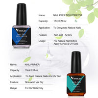 VENALISA Nail Primer and Dehydrator Set Professional Natural Nails Primer and Nail Prep Dehydrate Quick Dry For Gel Nail Polish Extension gel Acrylic Powder 15ml 0.5oz