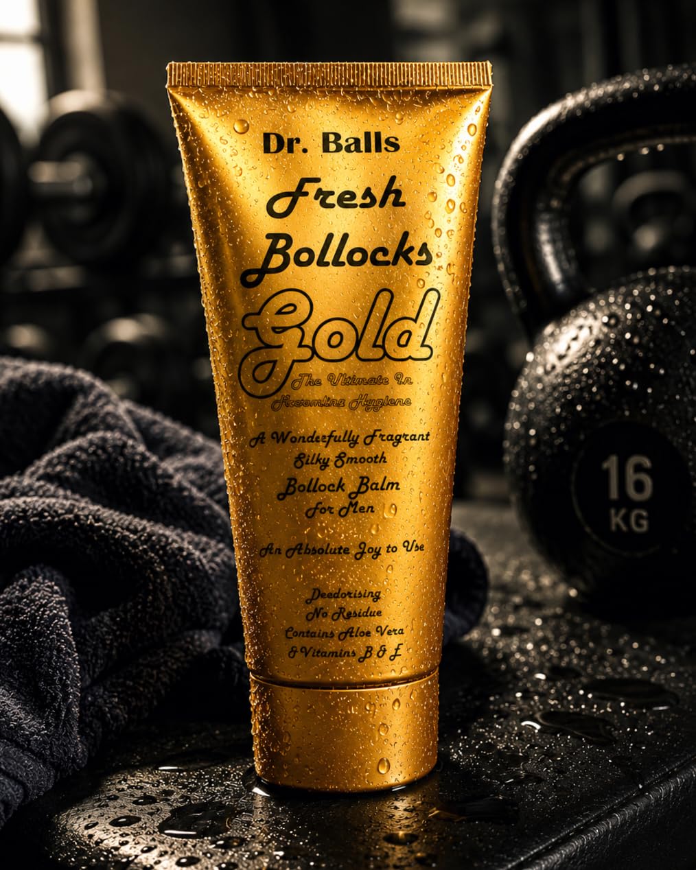 Dr. Ball's Fresh Bollocks Gold - Intimate Deodorant and Anti-Chafing Balm. 200ml tube.