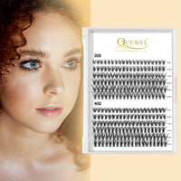 QUEWEL Cluster Lashes 240Pcs - Individual & Cluster Lashes 0.07C Curl 30D+40D Mix8-14mm for Natural Look DIY Eyelash Extensions