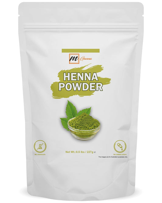 mGanna 100% Natural Henna Powder 0.50 LBS 227 GMS | Pure Lawsonia Inermis For Hair Dye and Coloring | PPD free or Any Chemicals for Healthy Hair | fine powder