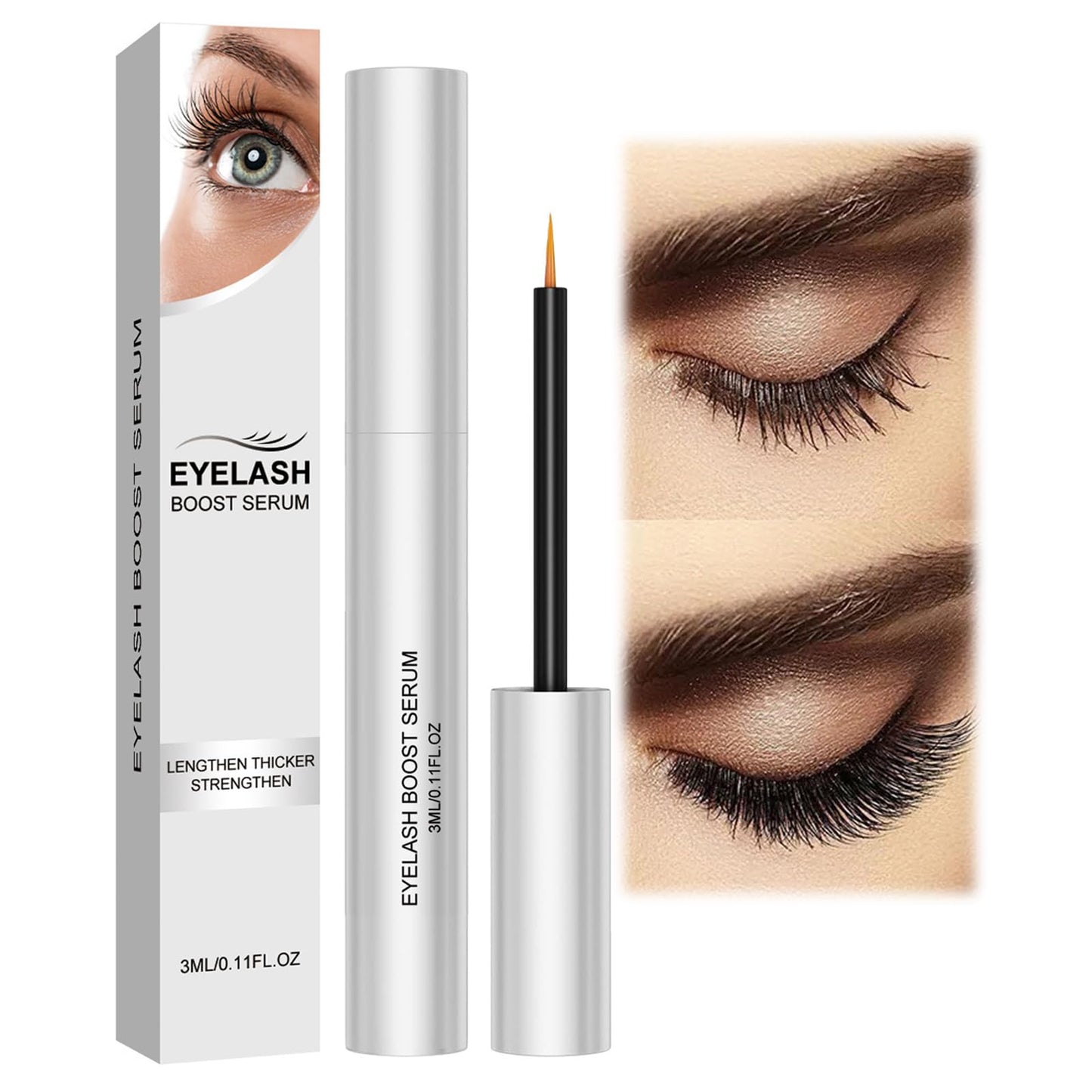 FresFresi Eyelash Growth Serum & Eyebrow Enhancer - Fast Growth & Strengthening, Achieve Longer, Thicker & Fuller Lashes (3ml)