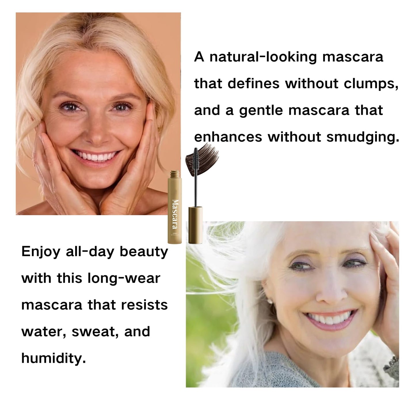 Mascara for Older Women, Brown Mascara for Mature Women with Thinning Lashes, Volume and Length,Waterproof Long Lasting Smudge-proof, Hypoallergenic Eye Makeup for Sensitive Eyes