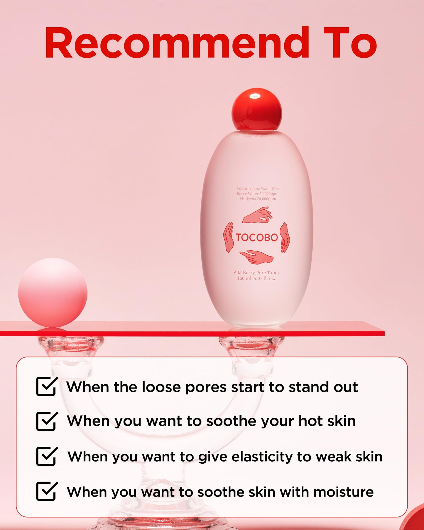 TOCOBO Vita Berry Pore Toner 5.07 fl.oz / 150ml, | Vitamin Facial Toner, Pore Tightening Toner, for Oily & Combination Skin