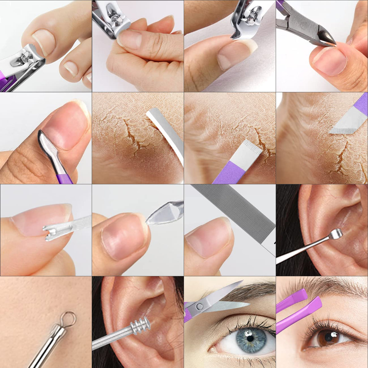 Leipple Manicure Set Professional Nail Clippers Pedicure Kit, 16 pcs Stainless Steel Nail Care Tools Grooming Kit with Luxurious Travel Leather Case for Thick Nails Men Women Gift (Violet)
