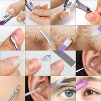 Leipple Manicure Set Professional Nail Clippers Pedicure Kit, 16 pcs Stainless Steel Nail Care Tools Grooming Kit with Luxurious Travel Leather Case for Thick Nails Men Women Gift (Violet)