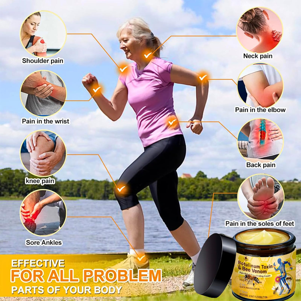 IZBEAUVO 2PCS Botulinum Toxin & Bee Venom Pain-Relief Bone HealingCream, Bee Venom Cream For Arth - Ritis, Natural Joint Relief Cream For Muscle & Joint Recovery, Bee Venom For Neck,Waist,Back Hand Feet & Leg