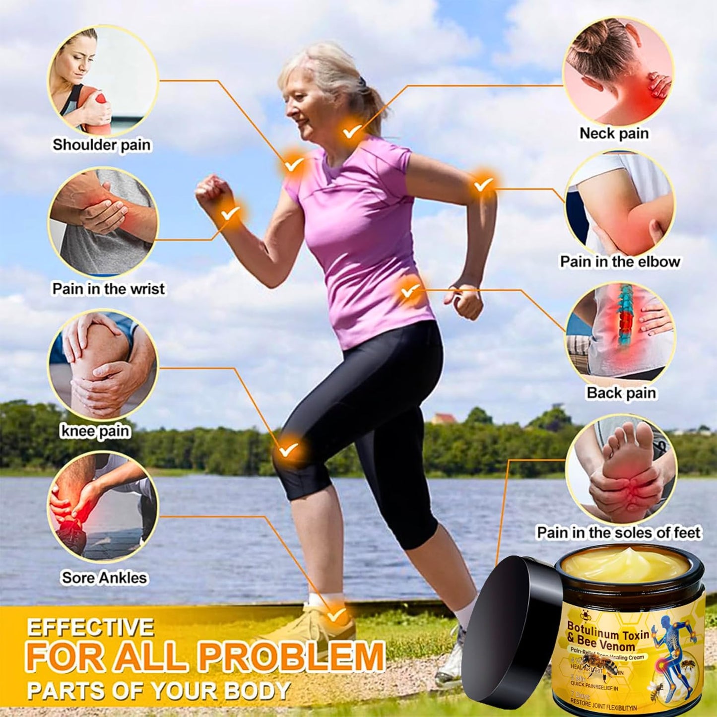 IZBEAUVO 2PCS Botulinum Toxin & Bee Venom Pain-Relief Bone HealingCream, Bee Venom Cream For Arth - Ritis, Natural Joint Relief Cream For Muscle & Joint Recovery, Bee Venom For Neck,Waist,Back Hand Feet & Leg
