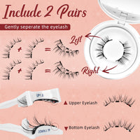 Magnetic-Eyelashes Natural Look, Higu clace Magnetic-Lashes Kit with Applicator, 1 Pair Reusable Lashes Magnetic Easy to Wear and Remove Wispy Eyelashes Magnetic No Glue or Eyeliner Needed(STYLE M)