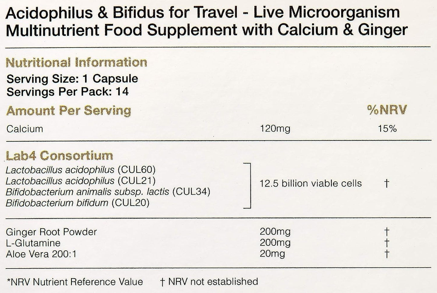 Proven Probiotics Acidophilus and Bifidus for Travellers Capsules - Pack of 14