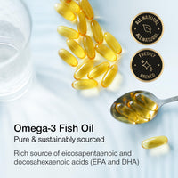 SuperSelf Fish Oil Omega 3 Capsules High Strength - 3000mg Triple Potency - Easy to Swallow with No Fishy Aftertaste - 120 Softgels - UK Made Omega 3 Supplements High in DHA & EPA - Pure & Sustainable Fish Oil