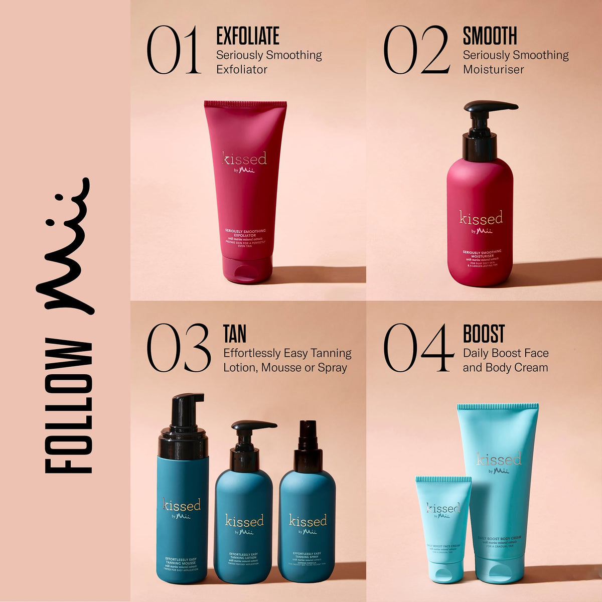 Mii Cosmetics Kissed Effortlessly Easy Tanning Lotion, Hydrates Skin & Offers Flawless, Streak Free Tan, Light, 200ml