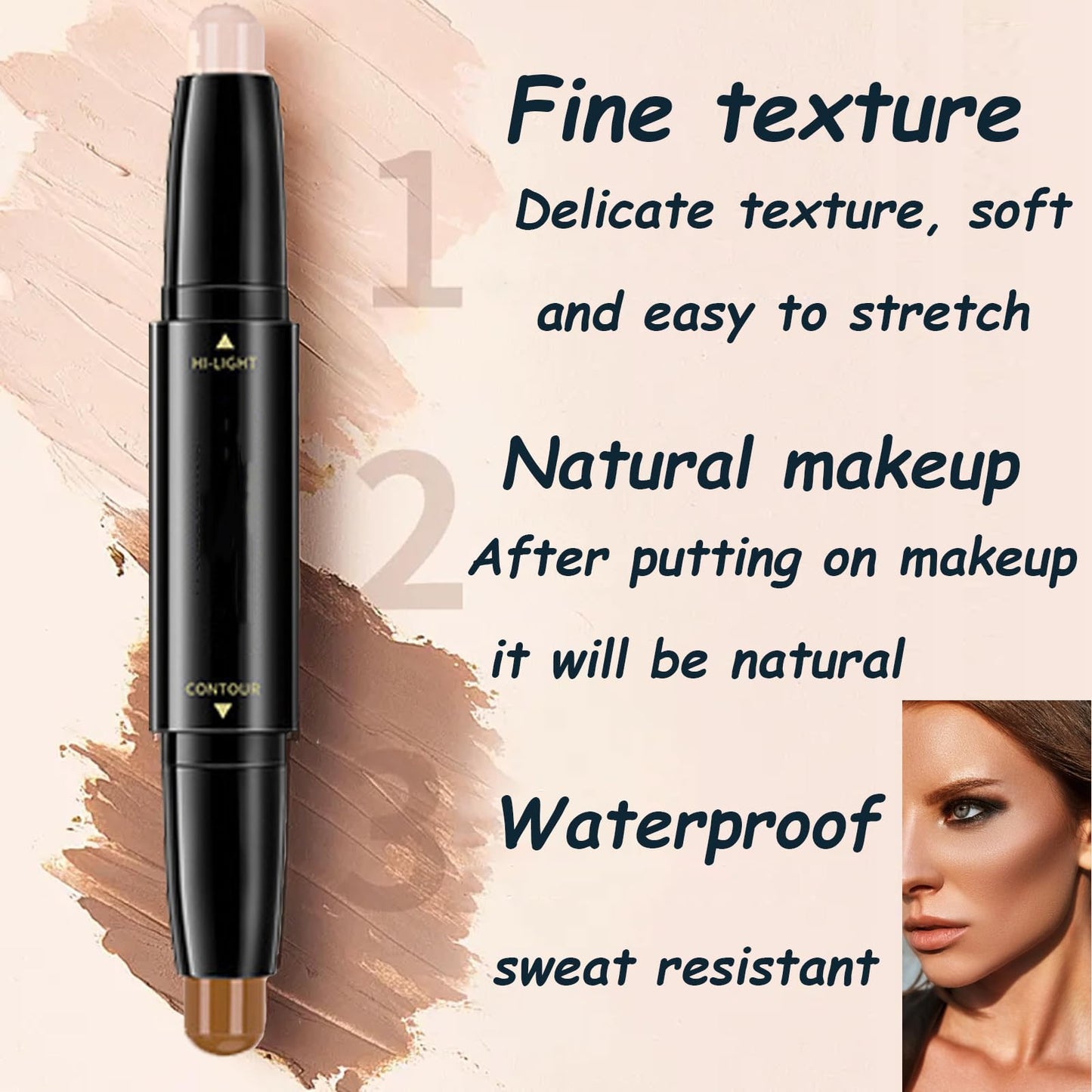 LYNTYAOU 2-in-1 Contour,Highlighter & Contour Stick,Brighten Shadow with Brush Kit,Smooth Sculpting Bronzer for Medium Skin Tone, Long Lasting & Waterproof Contour Sticks Kit for Light Skin Face Makeup