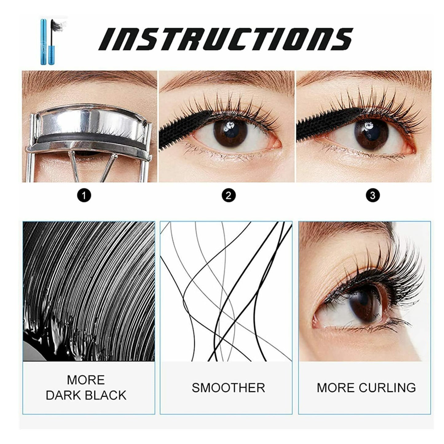 NLFOX Primelash Mascara for Mature Women - Mascara for Seniors - Mascara Black Volume and Length Waterproof - Fibre Dense Mascara for Sensitive Eyes - Lengthening and Volumizing Mascara