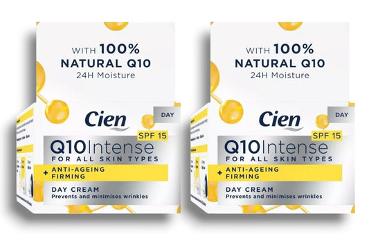 2x Cien - Lidl | Q10 Intense | Day Cream - SPF 15 | Anti Ageing Firming | Prevents & Minimises Wrinkles | 50mL Each