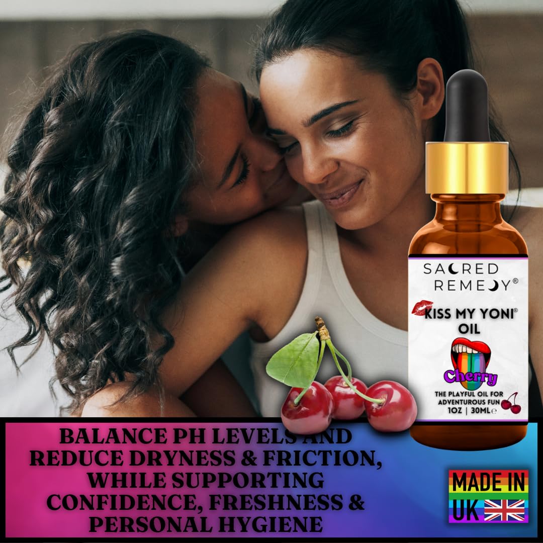 Kiss My Yoni Oil CHERRY Premium Body Lotion Rub. Non-Sticky, 30ml, Massage Oil. Vegan, Natural, Organic, Non-Toxic.