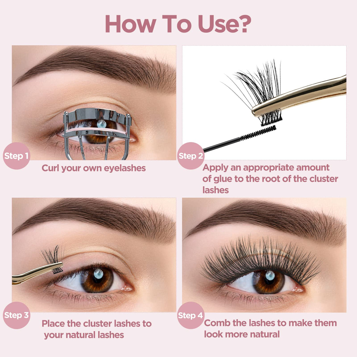 QUEWEL Lash Clusters 72 Pcs Wide Stem Cluster Lashes Mix8-16mm DIY Eyelash Extension Individual False Eyelashes Soft & Do Not Break for Personal Makeup Use at Home(QUH-S019-Mix8-16mm)