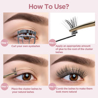 QUEWEL Lash Clusters 72 Pcs Wide Stem Cluster Lashes Mix8-16mm DIY Eyelash Extension Individual False Eyelashes Soft & Do Not Break for Personal Makeup Use at Home(QUH-S019-Mix8-16mm)