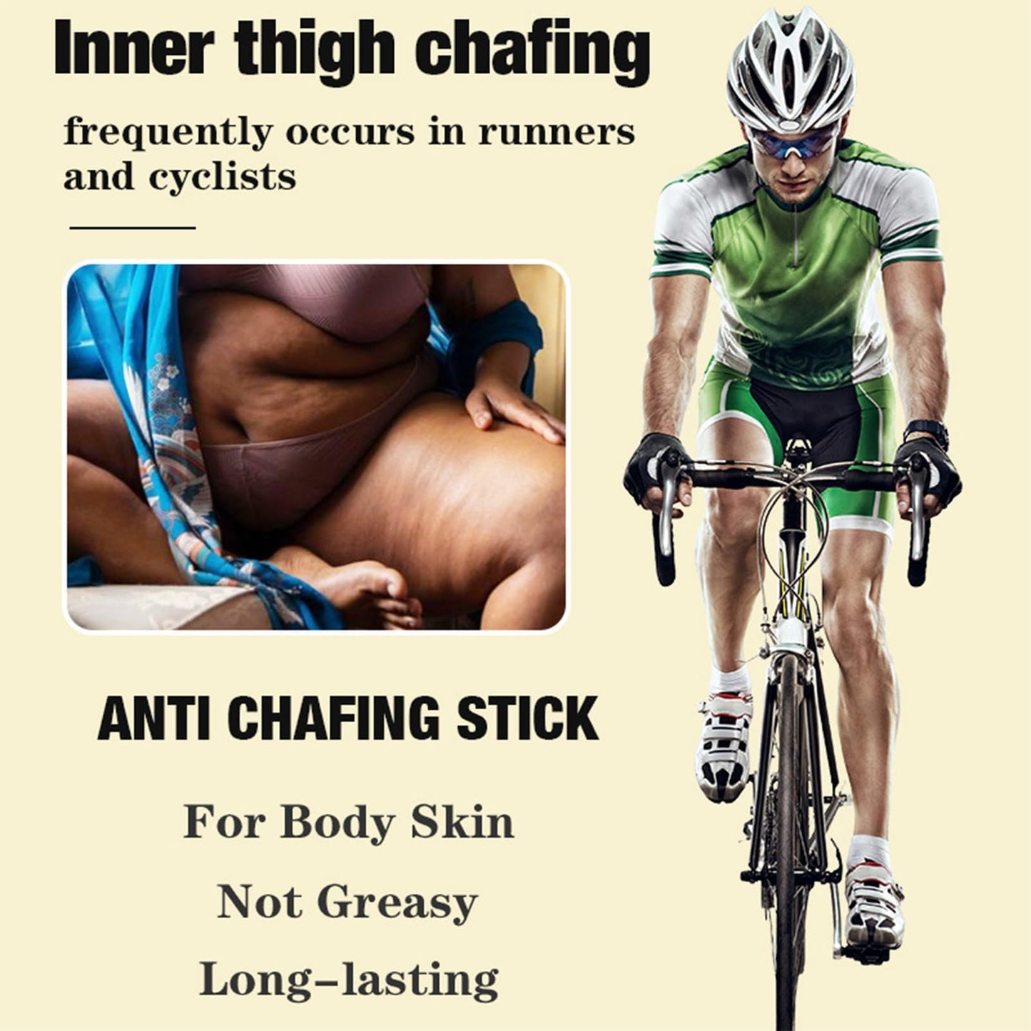 INSKIN Anti Chafe Stick, Anti Chafe Balm For Sports And Prevent Thigh Rashes, Anti Chafing Stick, Anti Chafing Cream For Friction & Dryness, Anti Chafe, Anti Friction Stick, Water & Sweat Proof