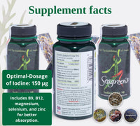 Seagreens Iodine Lite+ Organic Supplements, 3 Month Supply, 150mcg Natural Iodine from Seaweed, Vegan Supplement for Kids & Adults, Radiation Support, Thyroid Health, 90 Capsules