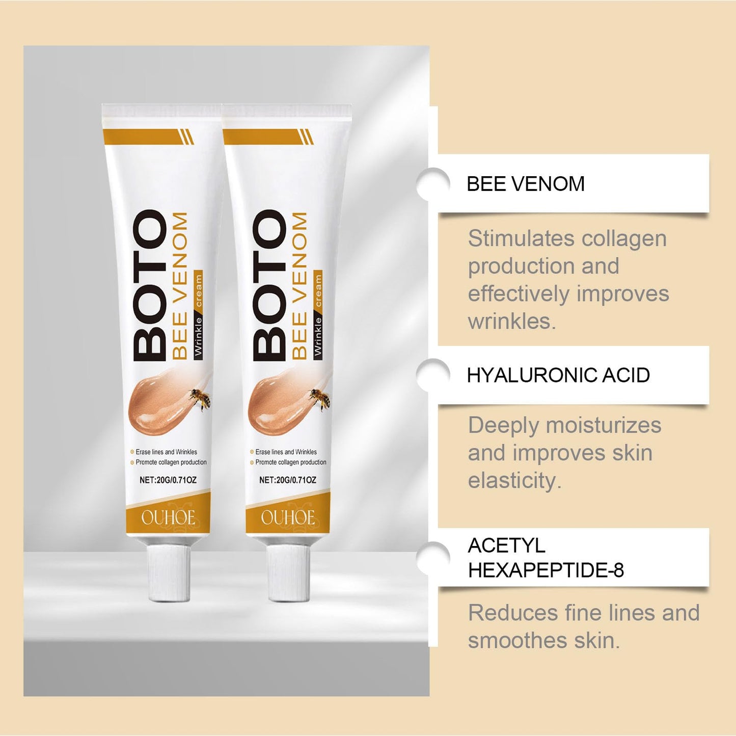 ISBEAUSOLS Bee Venom Cream - 2PCS Anti Wrinkle Face Cream - Anti Aging Face Cream for Skin Firming - Hydrating Face Cream - Boto Face Cream for Women - Face Moisturiser for Dry Skin - Moisturizing, Soothing