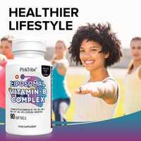 P!nkTribe Liposomal Vitamin B Complex Softgels - 9 Methylated B Vitamins for Easy Absorbed, Vitamin B6, Folate & Inositol, 10x Better Absorption, One Softgel a Day, 90 Softgels (Pack of 1)