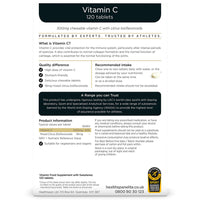 Healthspan Elite Vitamin C 500mg Chewable Tablets (4 Months’ Supply) | Stomach Friendly Vitamin C to Support Your Immune Health | All Blacks Official Partner | Informed Sport Accredited | Vegan