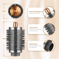 SAZIKA Large Round Volumizing Brush for Dyson Airwrap Styler, Nickel/Copper Big Round Brush Volumizer Attachment for or Dyson Airwrap HS01 HS05 HS08, Smooth Hair,Volumizing and Curly Styling