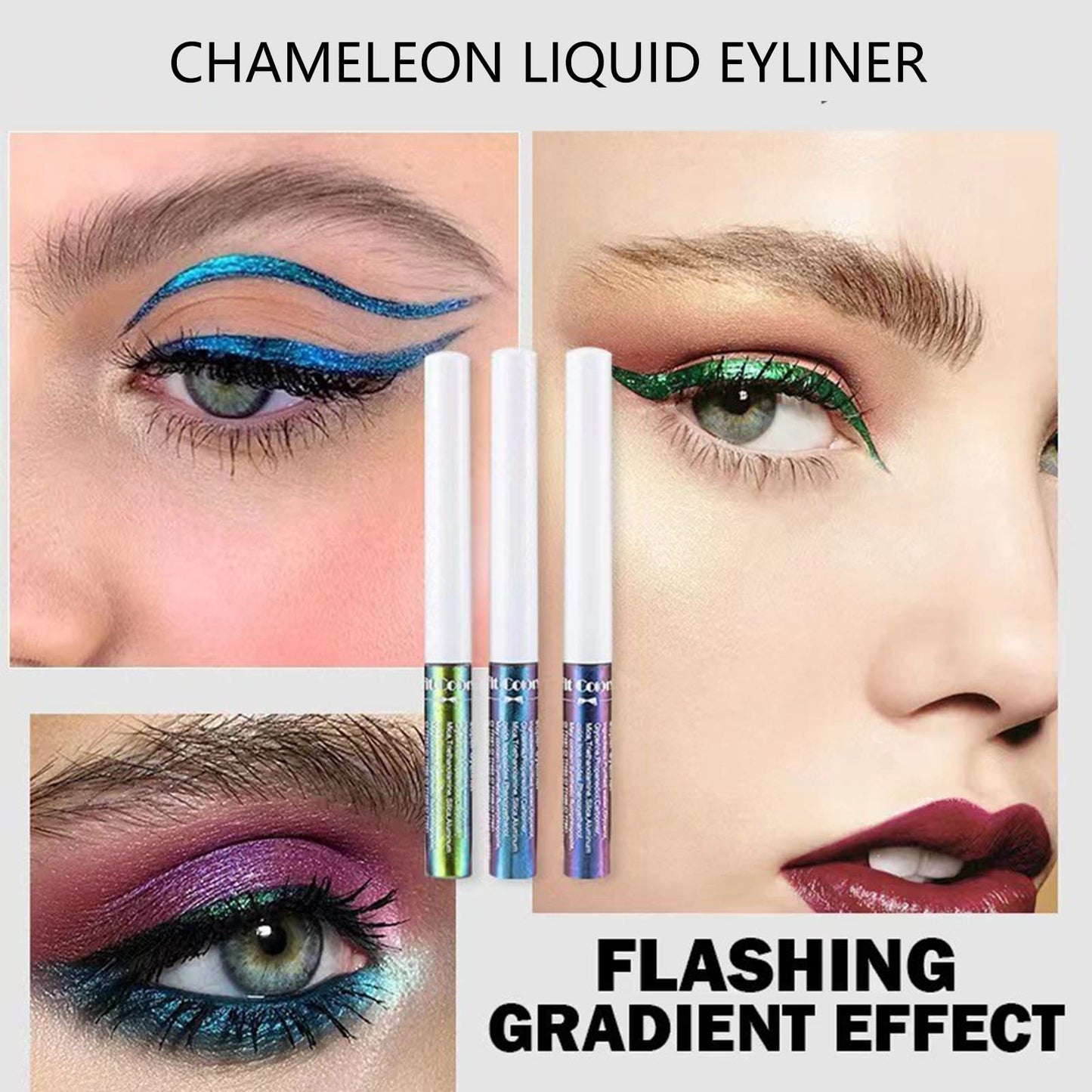 HERBENJOY Chameleon Eyeliner,Metallic Liquid Eyeliner Blue Changing Long-lasting Holographic Glitter Multichrome Eye make-up For Women,Quick Drying Smudge-proof (#04)