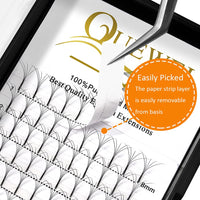 QUEWEL Pre Made Fan Eyelash Extensions 5D 0.10 C Curl 8mm Long Stem Premade Fans Volume Eyelash Extensions Pre Made Russian Volume Eye Lashes Long lasting Pre Fanned Russian Lashes (5D 0.10C 8mm)