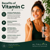 Altruvita AltruVita Vitamin C Supplement 1000mg, High Strength, High Absorption, Supports Immune Health, Antioxidant Protection, Reduces Fatigue, 60 Capsules, 2-Month Supply Vegan, Made in the UK