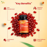 Ved VED Sea Buckthorn Oil Soft Capsules | Boost Immune System | Omega-7 500 mg | 120 Softgels.