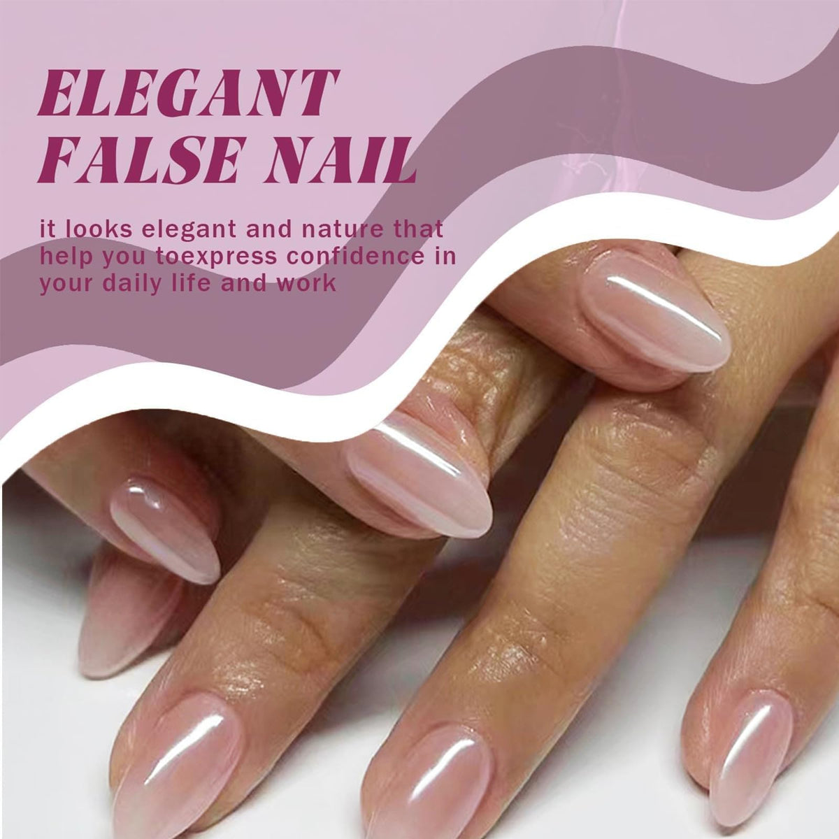 Generic Natural Pink Glossy Oval Press On Nails With Seamless Gradient - Reusable Short False Nails Kit For Everyday Office Wear And Formal Occasions Featuring High Shine Manicure And Easy Application