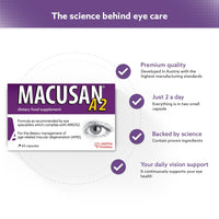 Macusan A2 Capsules - Eye Health Dietary Food Supplement with Lutein, Zeaxanthin, and Vitamins - Managing Age-Related Macular Degeneration (AMD) & Supports Normal Vision - 30 Days Pack
