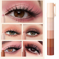 Eye Shadow Stick - 5-in-1 Velvet & Matte Makeup Eyeshadow Stick, Long-Lasting Creamy Formula, Eyeshadow Pencil Includes Shimmer & Matte Finishes for Effortless Glam, Easy to Carry Combination Design