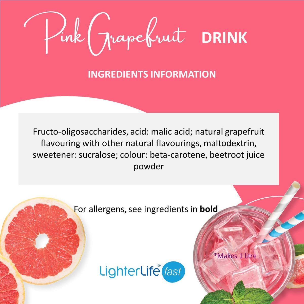 LighterLife Fast LighterLife Pink Grapefruit, Low Calorie Drink, 10x Sachets per Pack