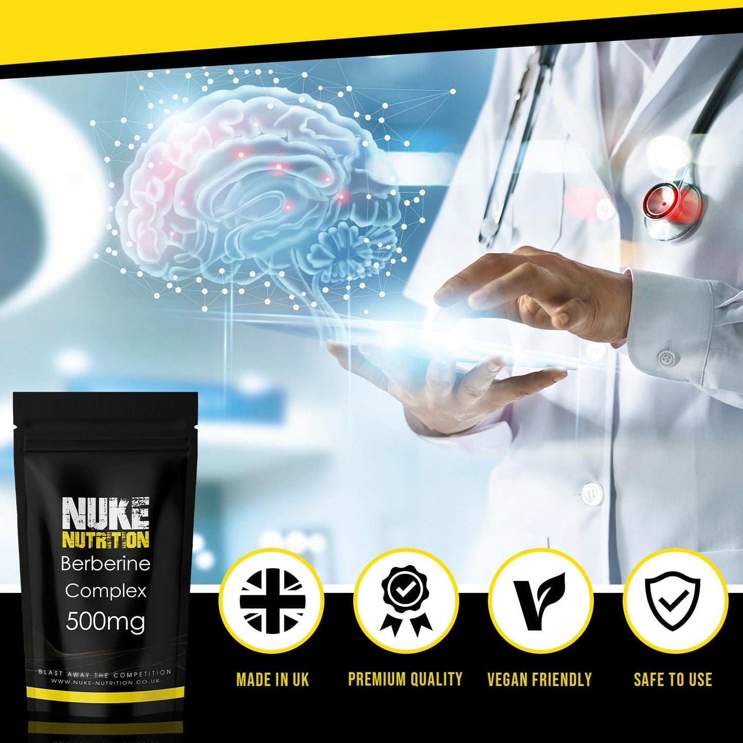 Nuke Nutrition Berberine Supplement 500mg | 60 Capsules