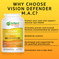 Lutein, Zeaxanthin & Meso-Zeaxanthin Eye Supplement: Vision Defender MAC – Antioxidant Carotenoids “Eye Vitamins” for Eyesight, Eye Care & Health - Vegan/Vegetarian - 90 Capsules/One-A-Day -Made in UK