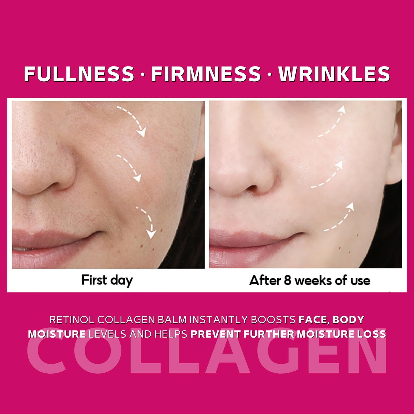 Retinol & Collagen Stick for Face Neck Firming Cream, Moisture Glow Multi Balm Stick, Collagen Face Cream for Anti Wrinkles, Retinol Sticks, Neck Tightening Cream, Moisturizing, 40g