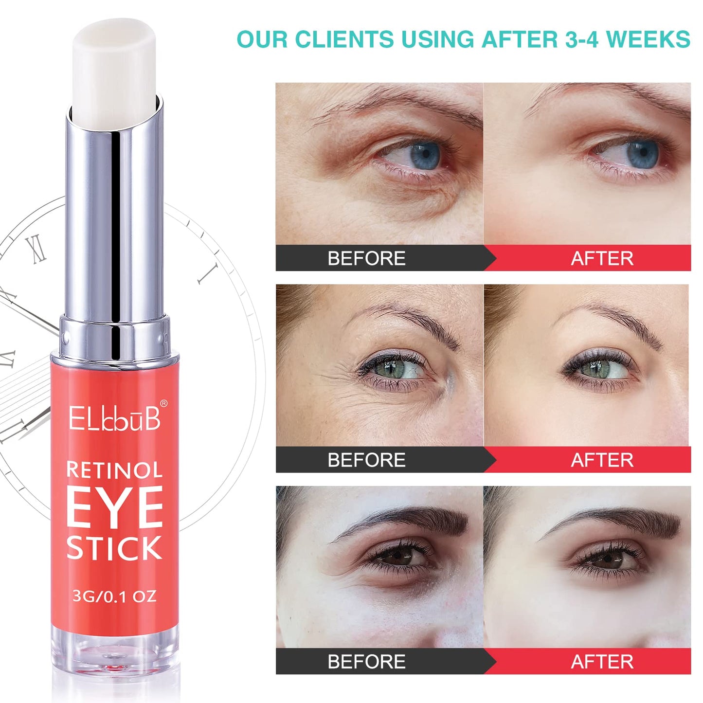 ELBBUB Retinol Eye Stick - Anti Wrinkle Eye Cream for Puffy Eyes, Dark Circles, Eye Bags, Crows Feet, Wrinkles, Reduces Wrinkles Saggy Skin Puffy Eyes