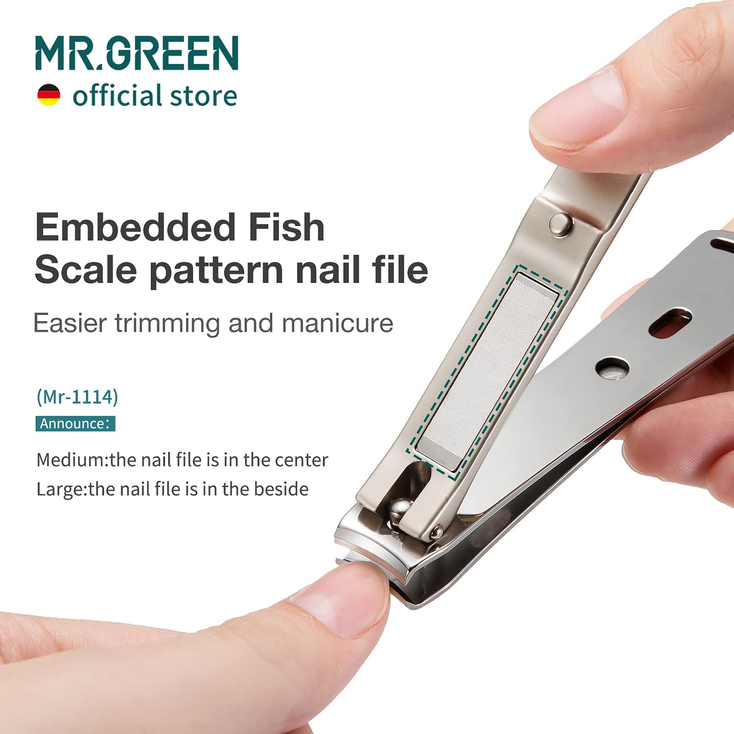 MR.GREEN Nail Clippers Curved Blades Fingernail Cutter Nippers Manicure Scissors Stainless Steel Pedicure Tools with Nail Flies (Large)