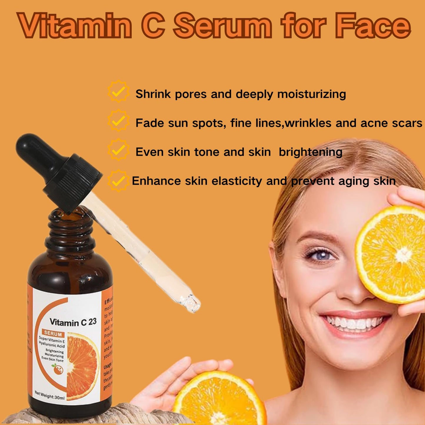 TBeautfave 3PCS Vitamin C Serum for Face - 23% Vitamin C Face Serum with Hyaluronic Acid & Vitamin E – Anti-Aging & Brightening Serum for Anti-Wrinkle, Hydrating, Dark Spot Correcting, Korean Skincare
